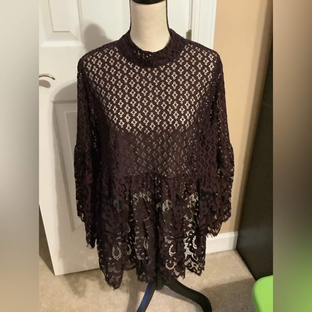 Lacy Maroon and Black Shirt